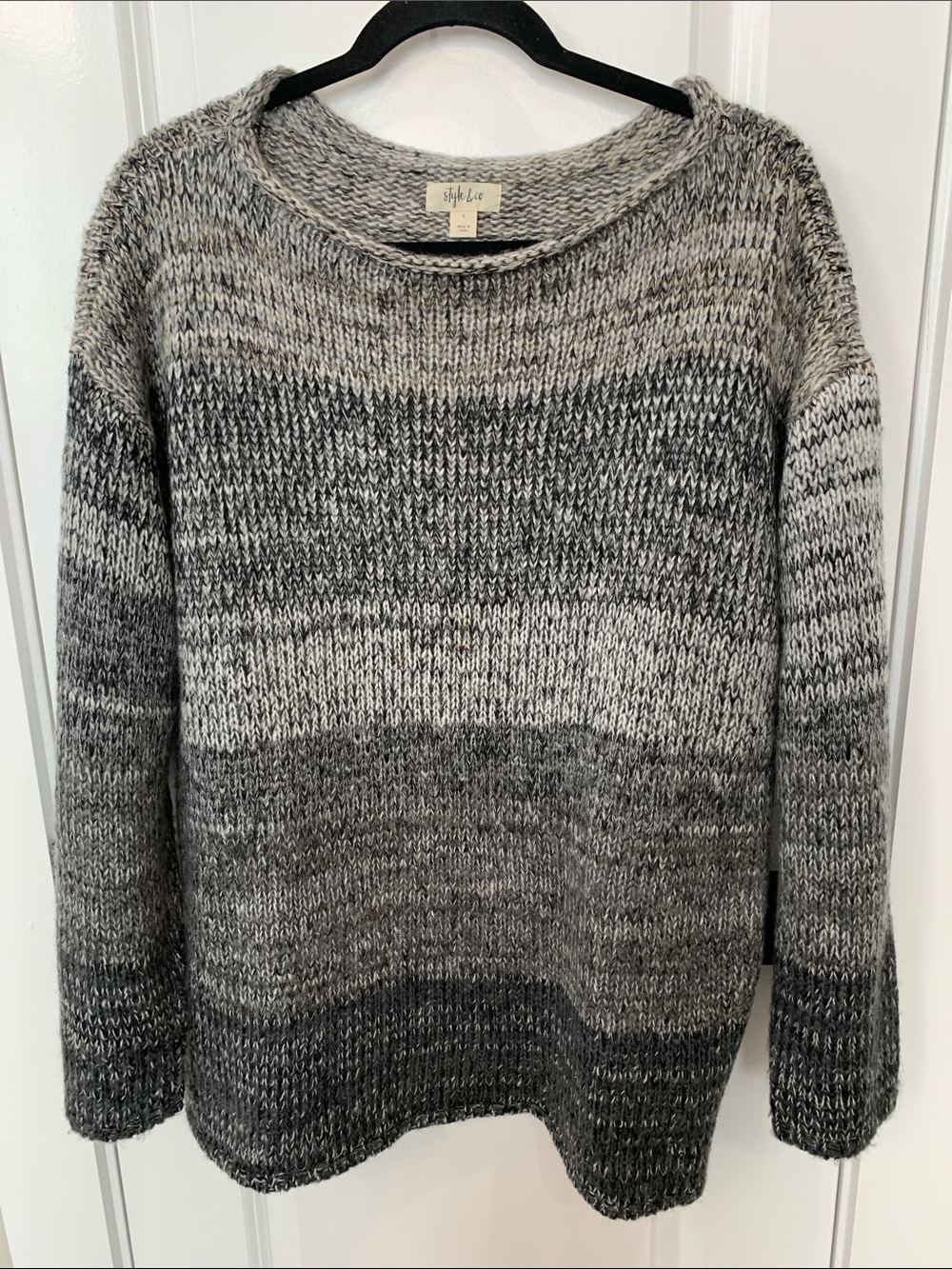 Style & Co. Grey Ombre Chunky Knit Sweater